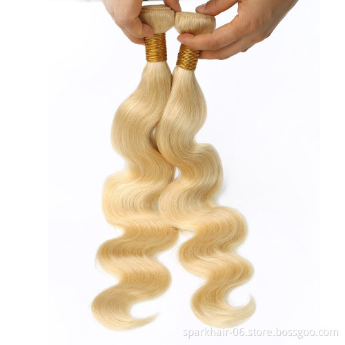 10a SPARK Raw Virgin Brazilian 613 Blond Human Hair Weaving Bundle for Women Weave Remy Hair Extension Blonde Silky Straight
